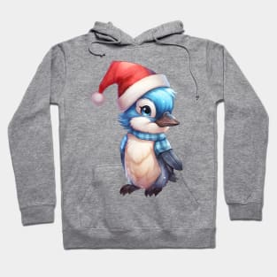 Blue Jay in Santa Hat Hoodie